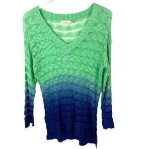 Blu Pepper | Green Blue Ombré V-neck Sweater Size Medium